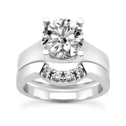 14K White Gold Solitaire Engagement Ring Set 0.56ct