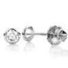 14K White Gold Solitaire Round Bezel Set Diamond Stud Earrings 1.5ct 6mm