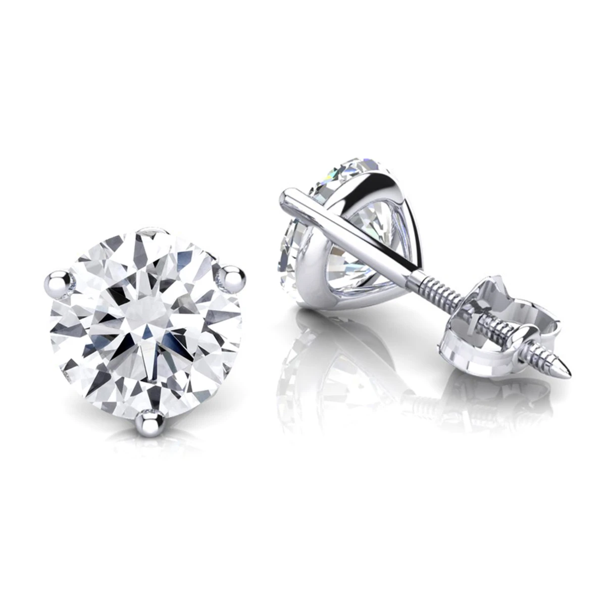 14K White Gold Solitaire Round Diamond Martini Stud Earrings 0.75ct 3 14K White Gold Solitaire Round Diamond Martini Stud Earrings 0.75ct