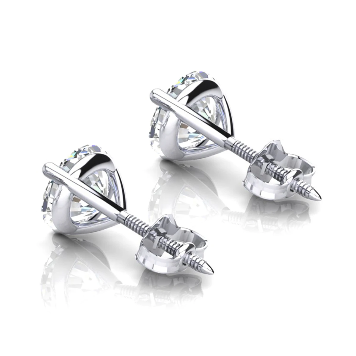 14K White Gold Solitaire Round Diamond Martini Stud Earrings 1.5ct 6 14K White Gold Solitaire Round Diamond Martini Stud Earrings 1.5ct - Image 4