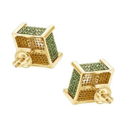 14K Yellow Gold Square Green Diamond Stud Earrings 1.3ct By Luxurman -Its Hot Jewelry Shop 14k gold square green diamond stud earrings 13ct by luxurman backye