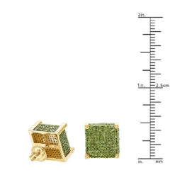 14K Yellow Gold Square Green Diamond Stud Earrings 1.3ct By Luxurman -Its Hot Jewelry Shop 14k gold square green diamond stud earrings 13ct by luxurman rulerye