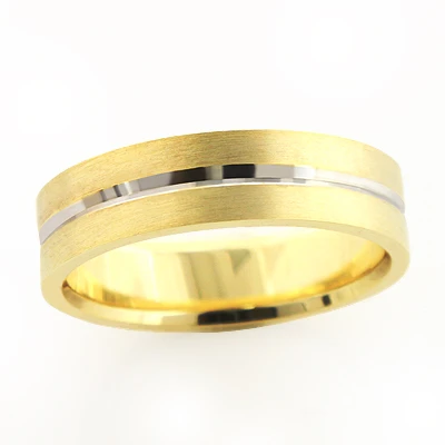 Stripe Wedding Band For Men 6mm 14K Yellow Gold 3 Stripe Wedding Band For Men 6mm 14K Yellow Gold