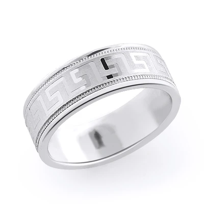 14K White Gold Textured Wedding Band For Men 3 14K White Gold Textured Wedding Band For Men