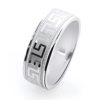 14K White Gold Textured Wedding Band For Men 4 14K White Gold Textured Wedding Band For Men - Image 2