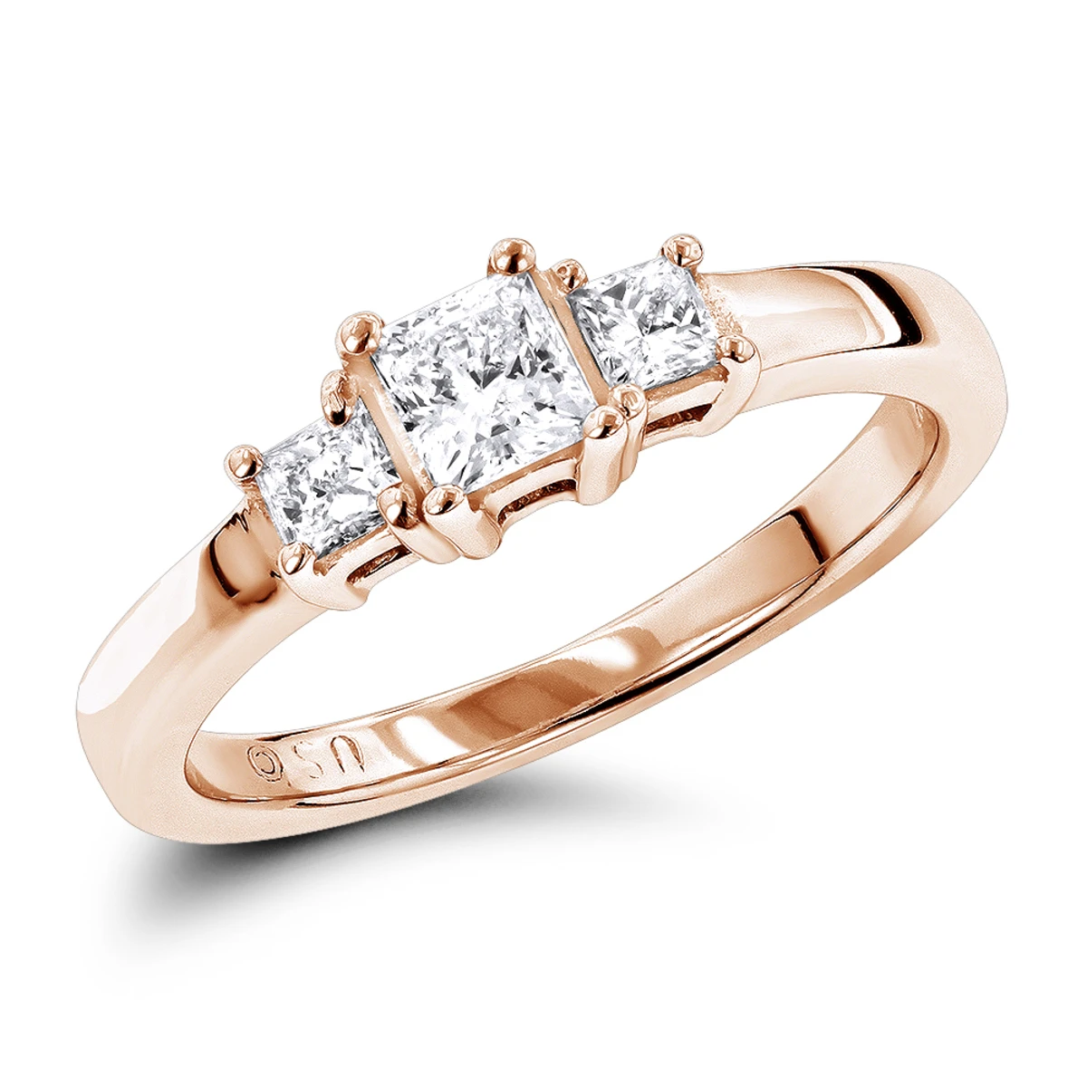 14K White Gold Three Stone Diamond Engagement Ring 0.64ct 1.89mm 5 14K White Gold Three Stone Diamond Engagement Ring 0.64ct 1.89mm - Image 3