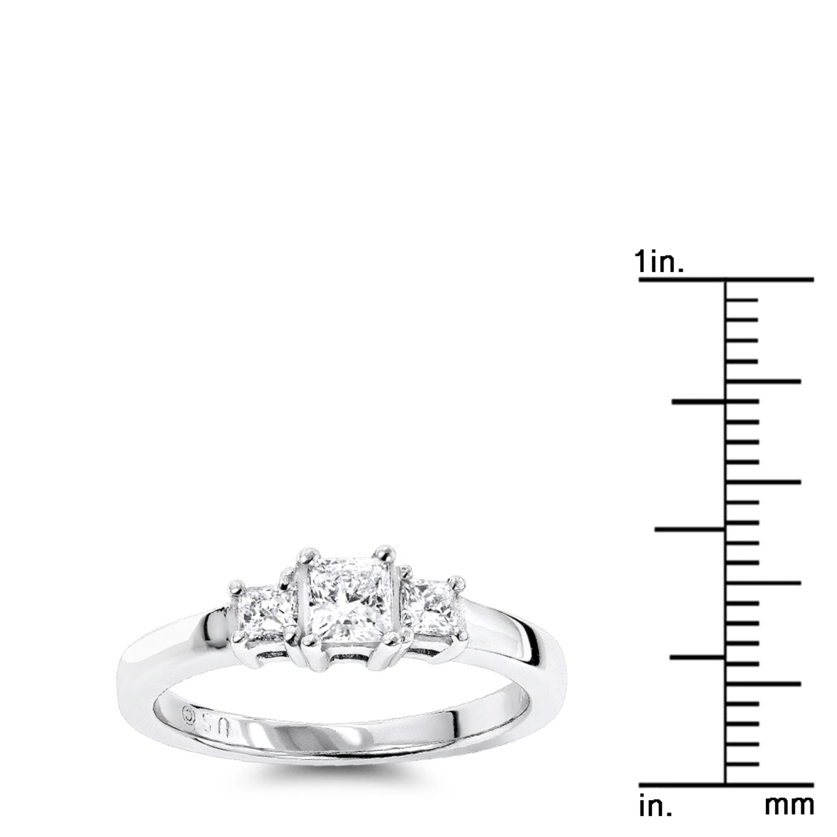 14K White Gold Three Stone Diamond Engagement Ring 0.64ct 1.89mm 7 14K White Gold Three Stone Diamond Engagement Ring 0.64ct 1.89mm - Image 5