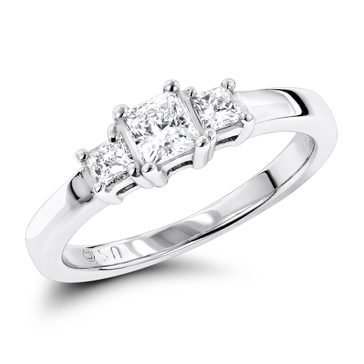 14K White Gold Three Stone Diamond Engagement Ring 0.64ct 1.89mm 3 14K White Gold Three Stone Diamond Engagement Ring 0.64ct 1.89mm