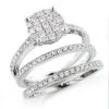 14K White Gold Trio Diamond Engagement Ring Set 0.97ct -Its Hot Jewelry Shop 14k gold trio diamond engagement ring set 097ct 1