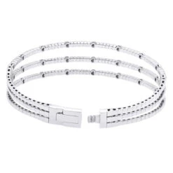 1.5 Carat Flexible Diamond Bangle Bracelet For Women Solid 14K Rose Gold 3 Row -Its Hot Jewelry Shop 14k gold unique 3 row flexible diamond bangle bracelet for ladies 15 carat 018338 back white