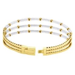 1.5 Carat Flexible Diamond Bangle Bracelet For Women Solid 14K Rose Gold 3 Row -Its Hot Jewelry Shop 14k gold unique 3 row flexible diamond bangle bracelet for ladies 15 carat 018338 back yellow