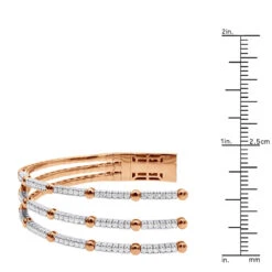 1.5 Carat Flexible Diamond Bangle Bracelet For Women Solid 14K Rose Gold 3 Row -Its Hot Jewelry Shop 14k gold unique 3 row flexible diamond bangle bracelet for ladies 15 carat 018338 ruler rose