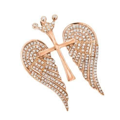 14K White/Yellow Gold Unique Angel Wings Diamond Cross Pendant With Crown 0.4ct -Its Hot Jewelry Shop 14k gold unique angel wings diamond cross pendant with crown 05ct ro 2
