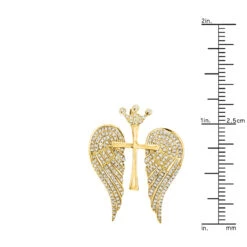14K White/Yellow Gold Unique Angel Wings Diamond Cross Pendant With Crown 0.4ct -Its Hot Jewelry Shop 14k gold unique angel wings diamond cross pendant with crown 05ct rulerye 2