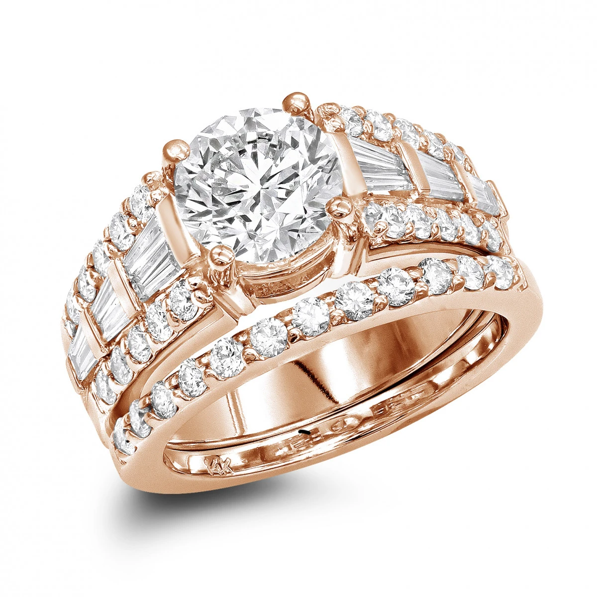 14K White Gold Unique Designer G/VS Diamond Engagement Ring Set 3.75ct By Luxurman 5 14K White Gold Unique Designer G/VS Diamond Engagement Ring Set 3.75ct By Luxurman - Image 3