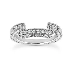 Thin 14K White Gold Unique Diamond Engagement Band 0.21ct 2.6mm