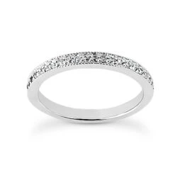 Thin 14K White Gold Unique Diamond Engagement Band 0.23ct 2.5mm