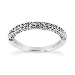 Thin 14K White Gold Unique Diamond Engagement Band 0.53ct