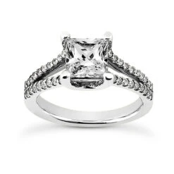 14K White Gold Unique Diamond Engagement Ring 0.50ct