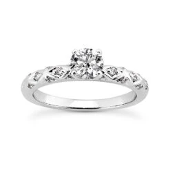 14K White Gold Unique Diamond Engagement Ring 0.62ct 2.75mm