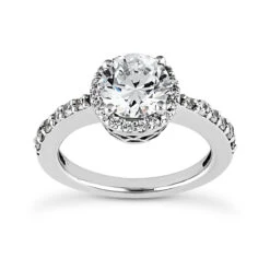14K White Gold Unique Diamond Engagement Ring 0.86ct 1.8mm