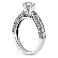 14K White Gold Unique Diamond Engagement Ring 0.88ct 3.1mm -Its Hot Jewelry Shop 14k gold unique diamond engagement ring 088ct p 24083 back white 20220426
