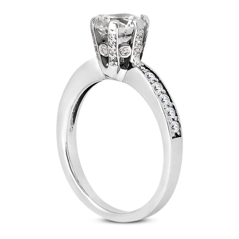 14K White Gold Unique Diamond Engagement Ring 0.91ct 3mm 6 14K White Gold Unique Diamond Engagement Ring 0.91ct 3mm - Image 4