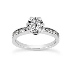 14K White Gold Unique Diamond Engagement Ring 0.91ct 3mm
