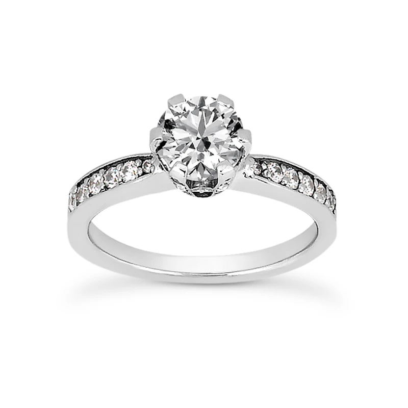 14K White Gold Unique Diamond Engagement Ring 0.91ct 3mm 3 14K White Gold Unique Diamond Engagement Ring 0.91ct 3mm