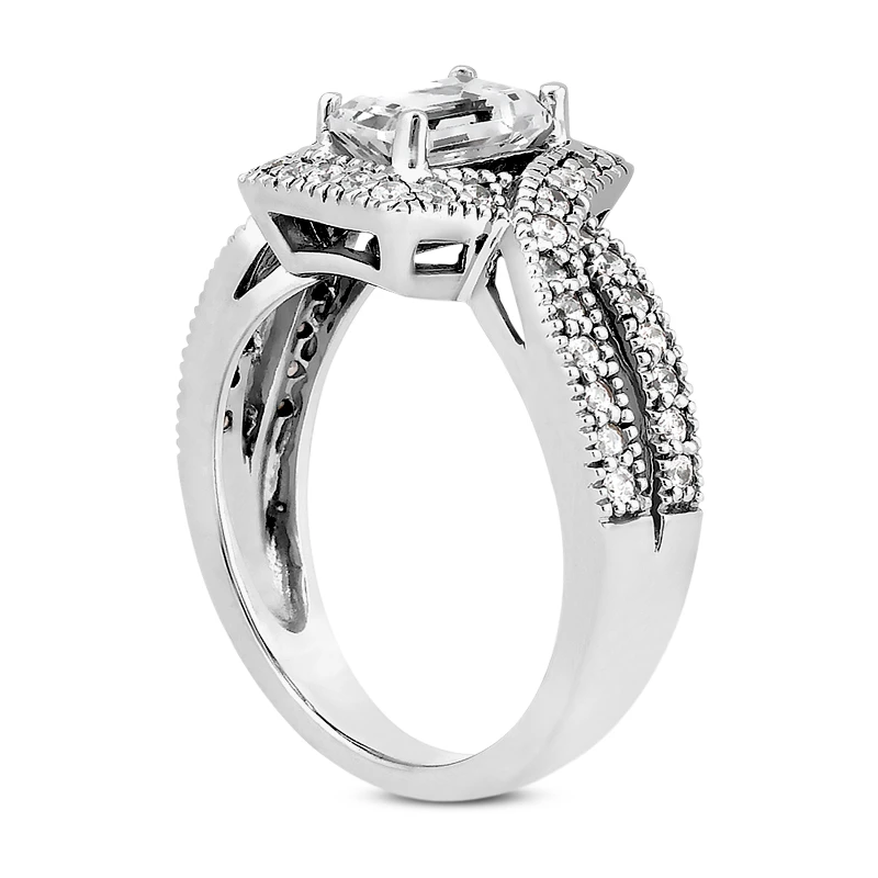 14K White Gold Unique Diamond Engagement Ring 0.94ct 5.4mm 6 14K White Gold Unique Diamond Engagement Ring 0.94ct 5.4mm - Image 4