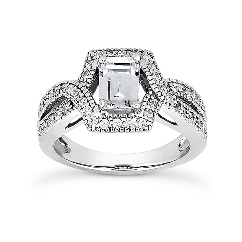 14K White Gold Unique Diamond Engagement Ring 0.94ct 5.4mm 3 14K White Gold Unique Diamond Engagement Ring 0.94ct 5.4mm
