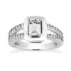 14K White Gold Unique Diamond Engagement Ring 1.02ct 6.37mm