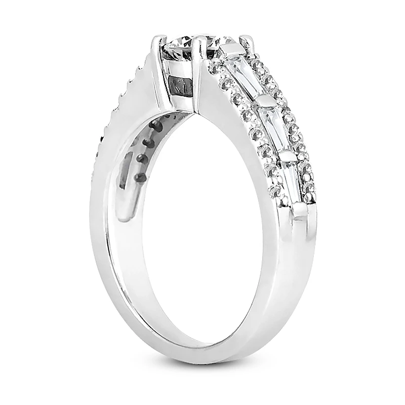 14K White Gold Unique Diamond Engagement Ring 1.20ct 4.6mm 6 14K White Gold Unique Diamond Engagement Ring 1.20ct 4.6mm - Image 4