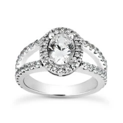 14K White Gold Unique Diamond Engagement Ring 1.38ct