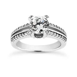 14K White Gold Unique Diamond Engagement Ring 1.44ct 4.7mm