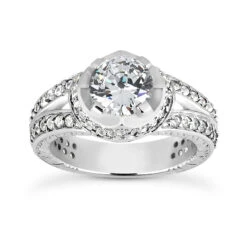 14K White Gold Unique Diamond Engagement Ring 1.63ct