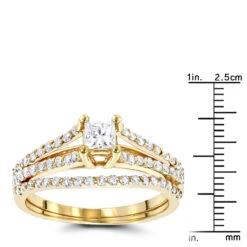 14K Yellow Gold Unique Diamond Engagement Ring Set 0.61ct -Its Hot Jewelry Shop 14k gold unique diamond engagement ring set 061ct p 23530 rulerye