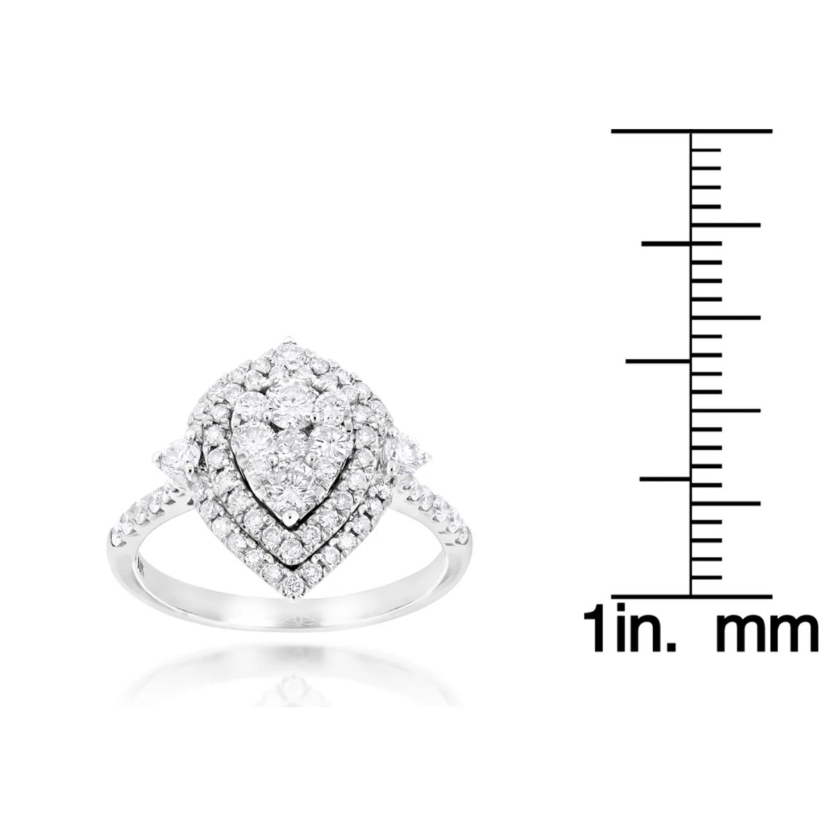 14K White Gold Unique Drop Design Pear Shape Diamond Cluster Ring For Women 1.3ct 6 14K White Gold Unique Drop Design Pear Shape Diamond Cluster Ring For Women 1.3ct - Image 4