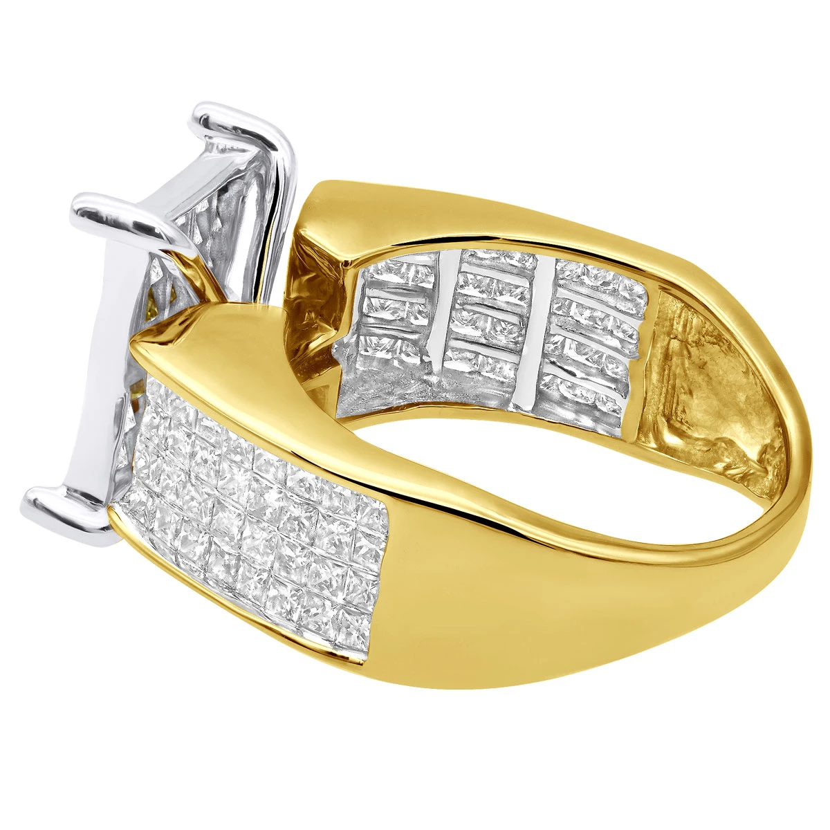 14K Yellow Gold Unique White Yellow Blue Diamond Engagement Ring 2.75ct 4 14K Yellow Gold Unique White Yellow Blue Diamond Engagement Ring 2.75ct - Image 2