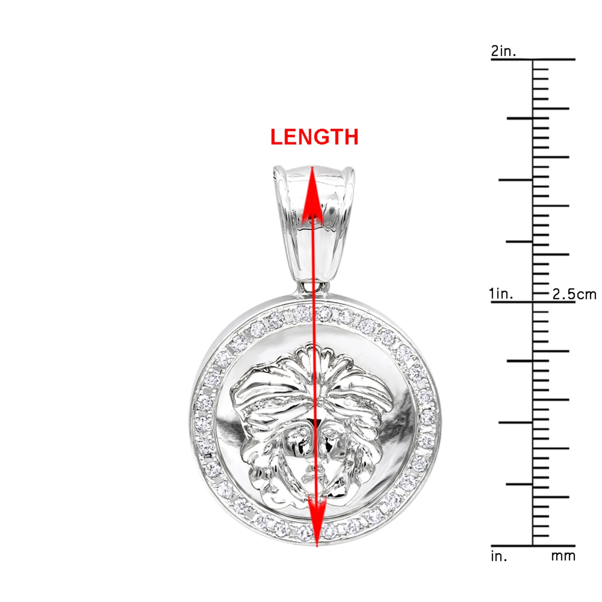 14K White Gold Unisex Diamond Versace Style Pendant 0.60ct Medusa Medallion 8 14K White Gold Unisex Diamond Versace Style Pendant 0.60ct Medusa Medallion - Image 6