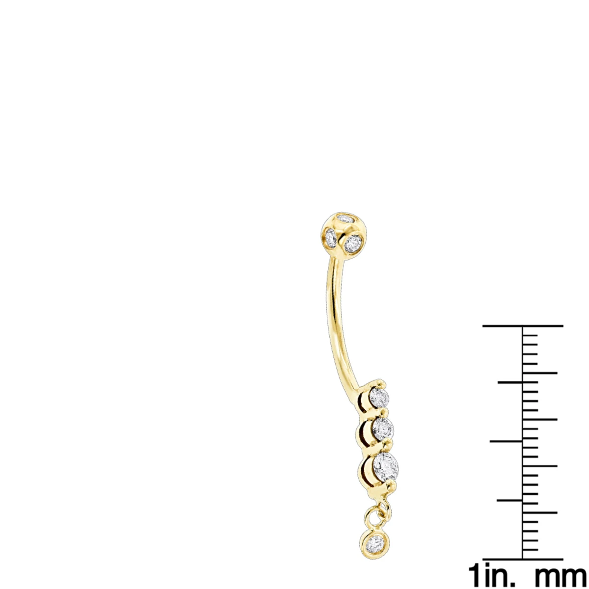 14K Yellow Gold Upscale Quality 0.41ct Diamond Belly Ring 7 14K Yellow Gold Upscale Quality 0.41ct Diamond Belly Ring - Image 5
