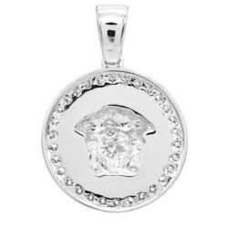 14K Yellow Gold Vintage Versace Style Diamond Pendant Medusa Medallion 2ct -Its Hot Jewelry Shop 14k gold vintage versace style diamond pendant medusa medallion 238ct backwh