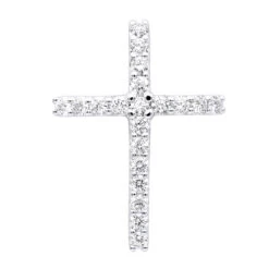 14K White Gold VS Diamond Cross Pendant For Men & Women 1.6Ct