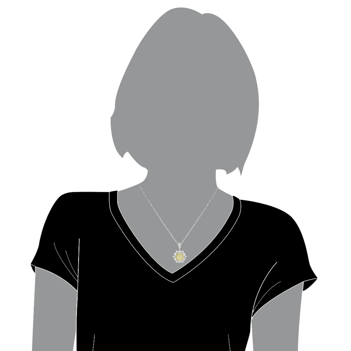 14K White Gold White And Yellow Diamond Ladies Flower Pendant 2.3ct 7 14K White Gold White And Yellow Diamond Ladies Flower Pendant 2.3ct - Image 5