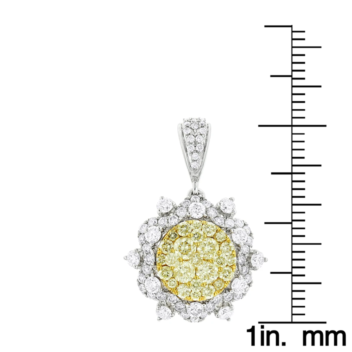 14K White Gold White And Yellow Diamond Ladies Flower Pendant 2.3ct 8 14K White Gold White And Yellow Diamond Ladies Flower Pendant 2.3ct - Image 6