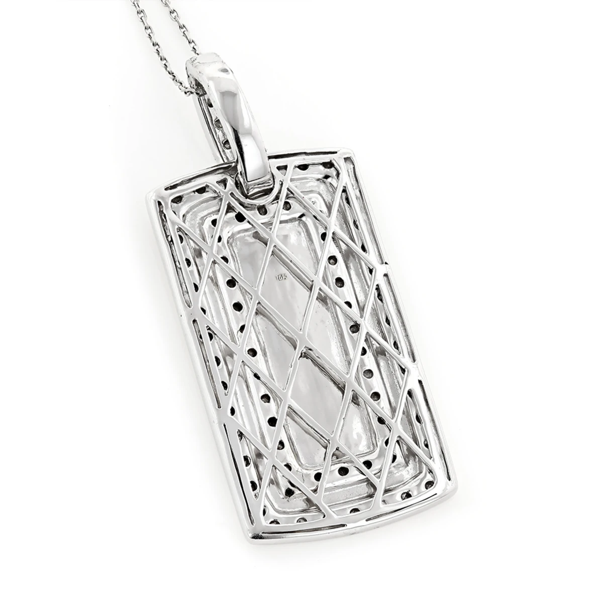 14K White Gold White Black Diamond Dog Tag Pendant 1.34ct 6 14K White Gold White Black Diamond Dog Tag Pendant 1.34ct - Image 4