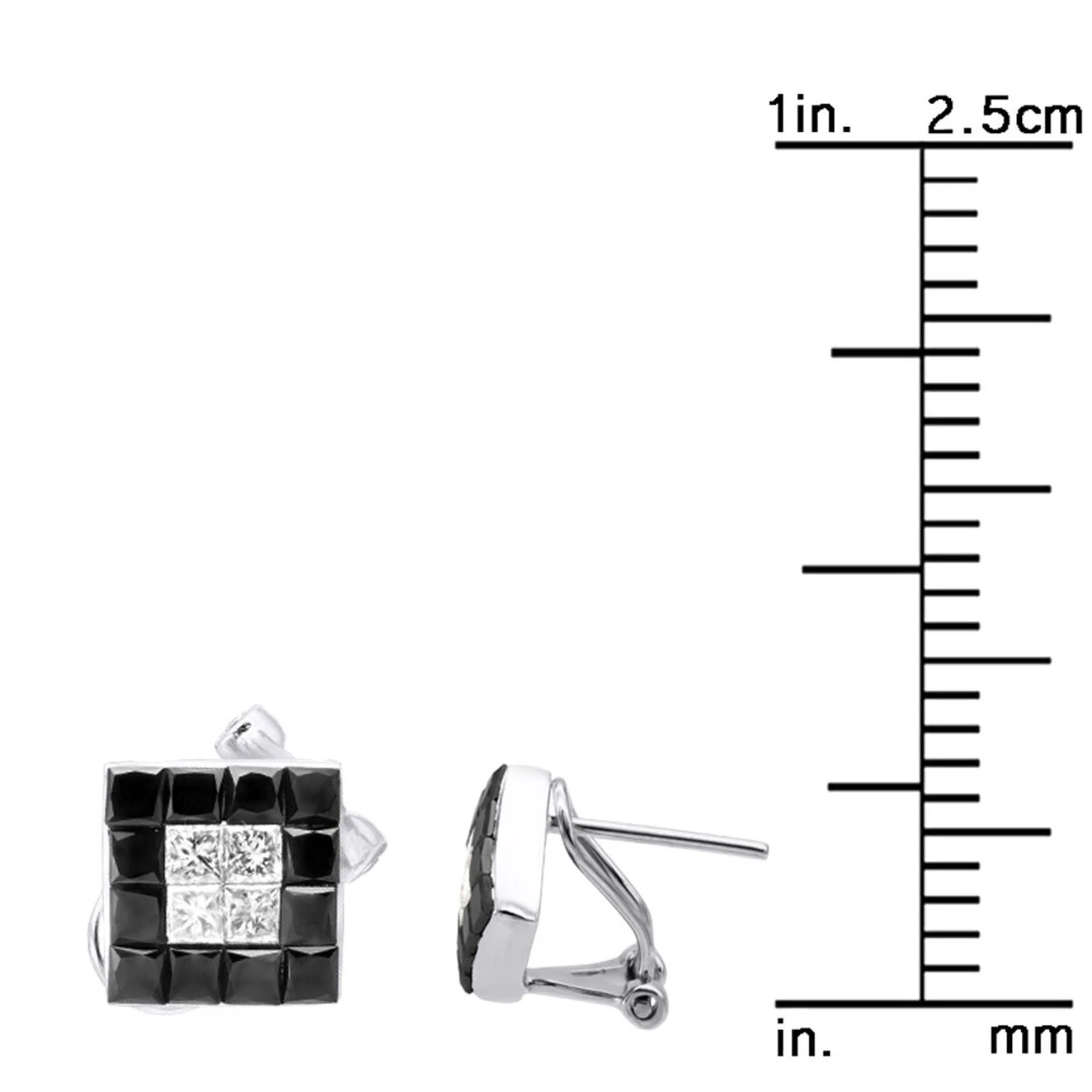 14K White Gold White Black Diamonds Stud Earrings 1.45ct 5 14K White Gold White Black Diamonds Stud Earrings 1.45ct - Image 3