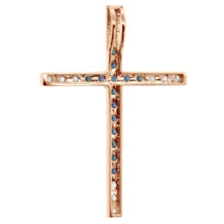 14K White Gold White Blue Diamond Cross Pendant 0.86ct -Its Hot Jewelry Shop 14k gold white blue diamond cross pendant 086ct p 6607 back rose