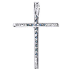 14K White Gold White Blue Diamond Cross Pendant 0.86ct -Its Hot Jewelry Shop 14k gold white blue diamond cross pendant 086ct p 6607 back white