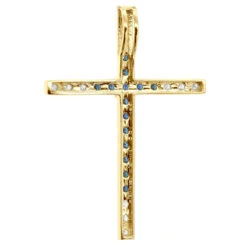 14K White Gold White Blue Diamond Cross Pendant 0.86ct -Its Hot Jewelry Shop 14k gold white blue diamond cross pendant 086ct p 6607 back yellow